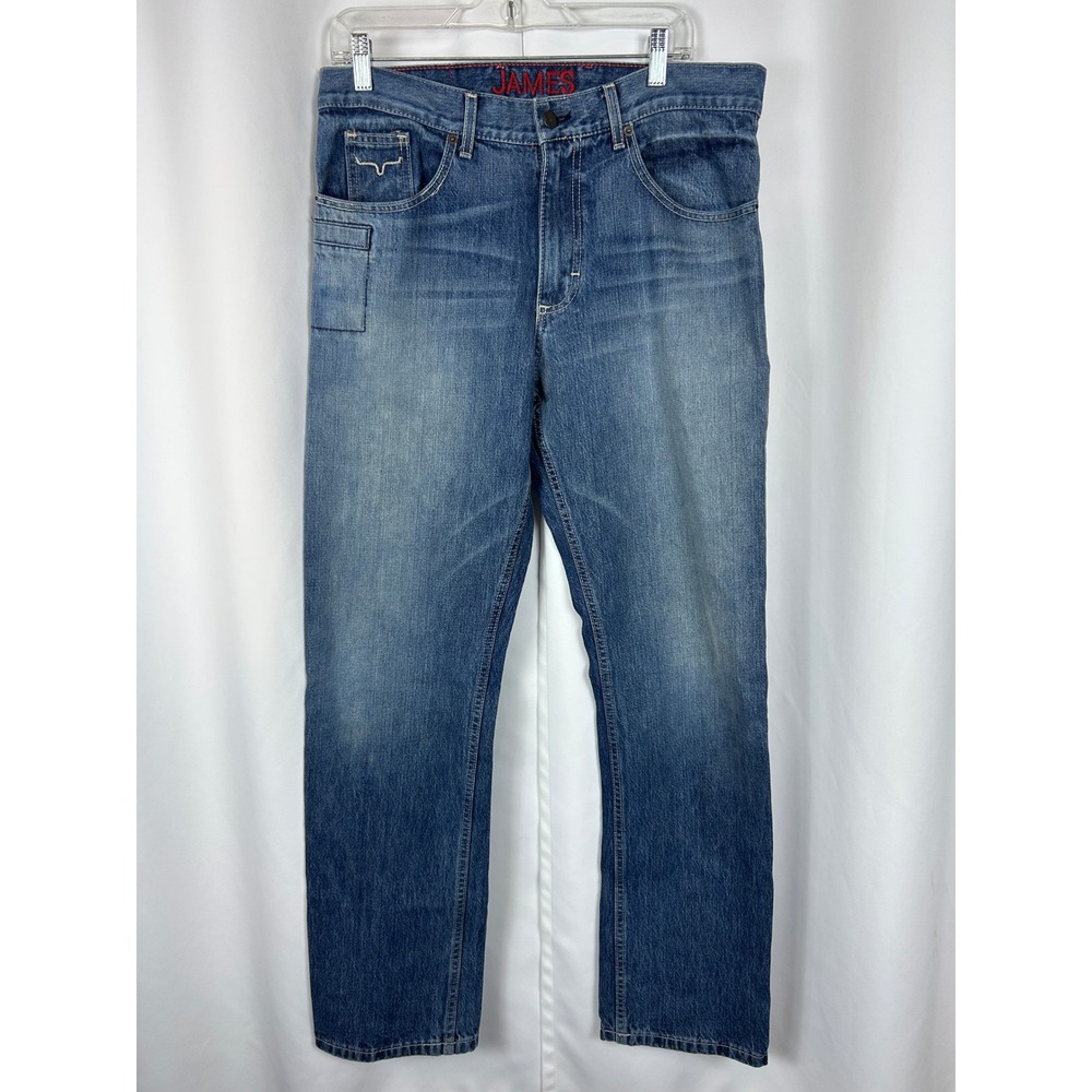 Kimes Ranch James Medium Wash Straight Leg Western Cowboy Jeans 100%Cotton 33x32